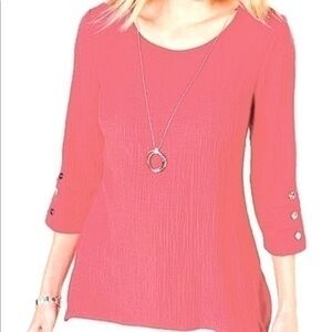 JM collections hot pink textured top